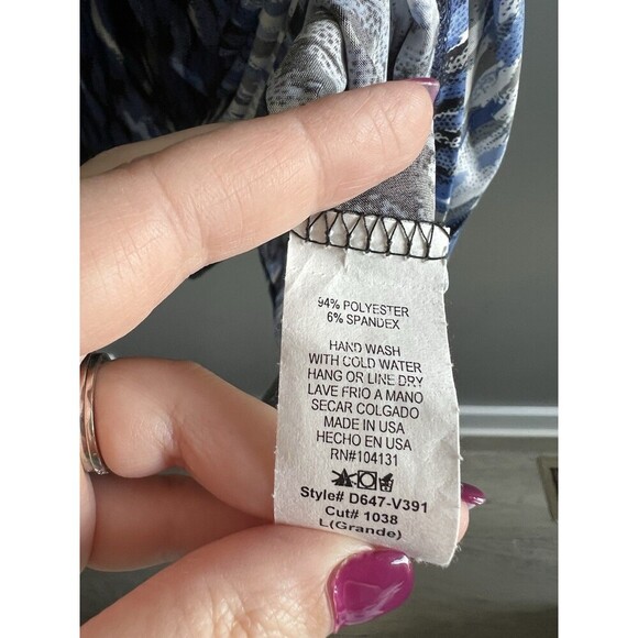 Women's Blue And White Coverup Dress With Zipper Detail Size Large NWT - Picture 6 of 11